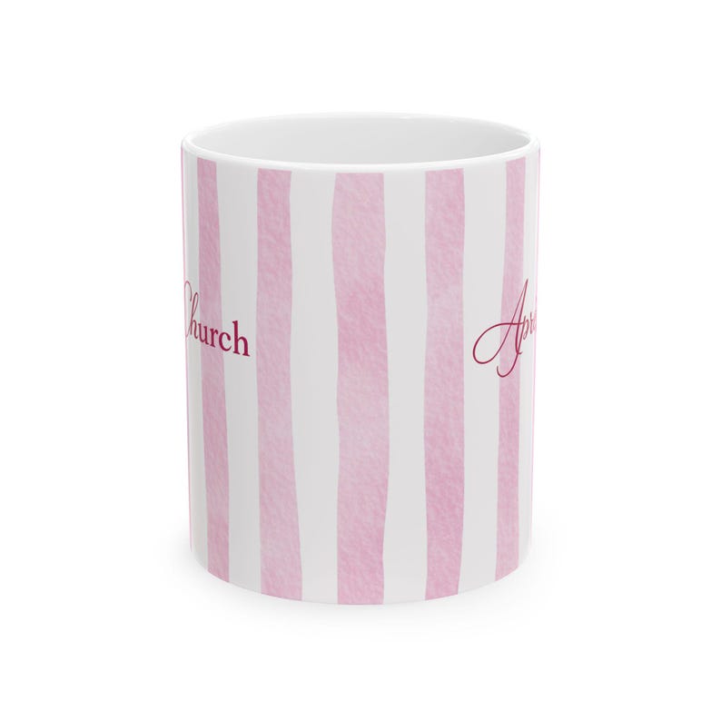 Sunday Reset Coffee Mug, Calm Christian Aesthetic Mug, Après Church Mug, Pink Stripe Faith Mug, Minimal Christian Gift image 3