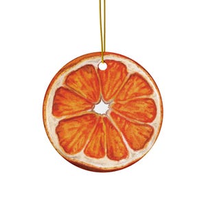 Personalized Citrus Slice Flat Ceramic Ornament, Custom Name Christmas Ornament, Fruit Themed Holiday Decoration, Glossy Orange Keepsake 画像 4