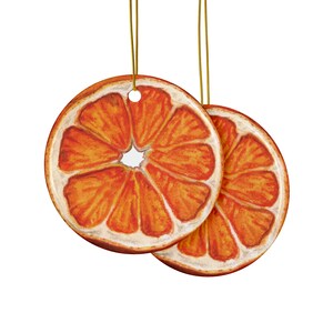 Personalized Citrus Slice Flat Ceramic Ornament, Custom Name Christmas Ornament, Fruit Themed Holiday Decoration, Glossy Orange Keepsake 画像 5