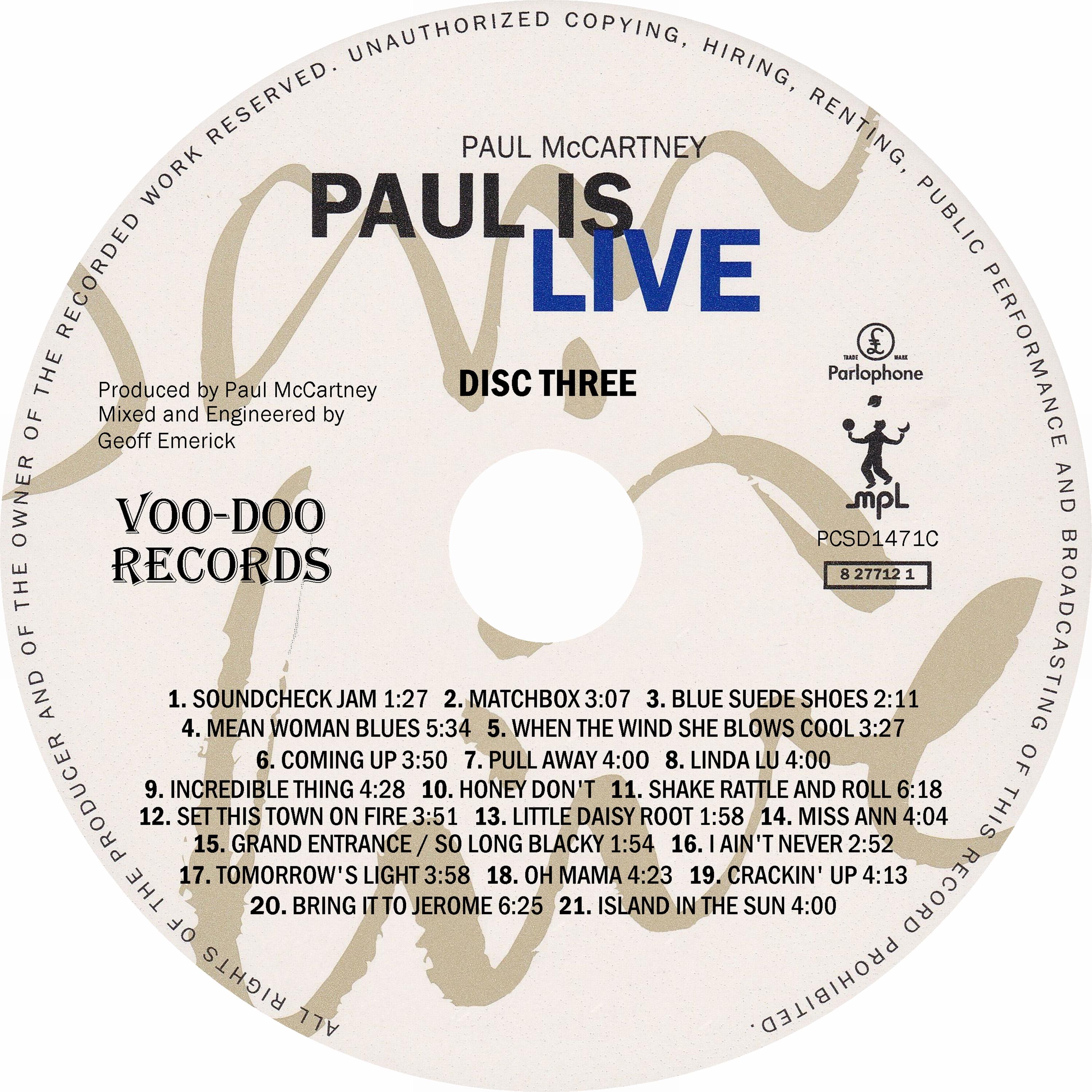 Paul Mccartney - Paul is Live [3-CD] 1993 - Full Album With Over