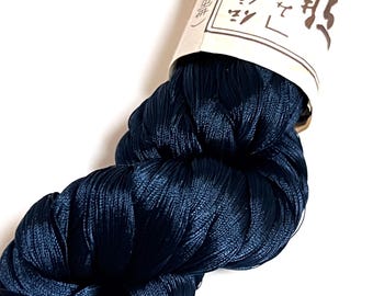 Japanese Indigo Blue Silk Thread Skein for Kumihimo woven Obijime Cord  hand sewing gift weaving gift jewelry cord