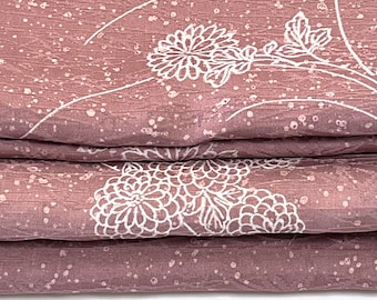 Japanese Mauve Silk Kimono Fabric 100% Silk panels floral line drawing Jacquard Sustainable Sewing Gift unpicked kimono fabric Makers Gift