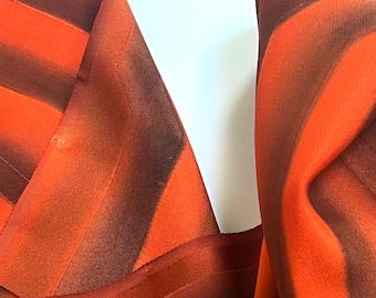Burnt Orange Brown Silk Kimono Fabric bolt by the yard Panel / Bokashi gradation stripes Abstract Watercolor Design Sustainable Silk