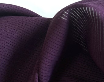 Vintage Japanese Purple Silk Kimono Fabric Aubergine Summer Sheer Stripes 100% Silk Sustainable deconstructed kimono Lingerie Silk Fabric