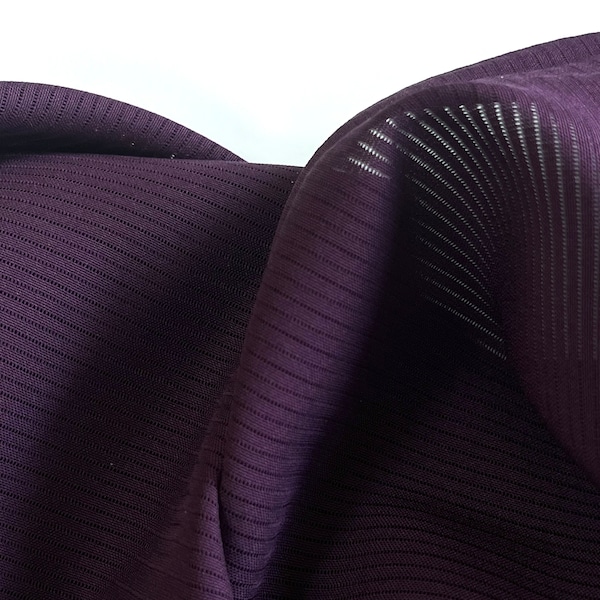 Vintage Japanese Purple Silk Kimono Fabric Aubergine Summer Sheer Stripes 100% Silk Sustainable deconstructed kimono Lingerie Silk Fabric