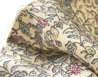 Cream Japanese Silk Kimono Fabric Panels traditional floral botanical 100% Silk Sustainable Eco deconstructed kimono