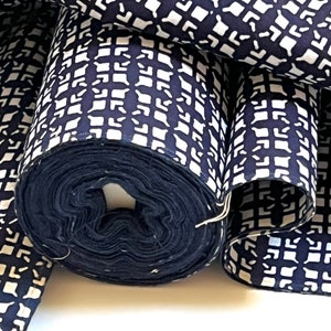 Japanese Yukata Cotton Kimono Fabric indigo and white Geometric Retro Style OFF the bolt Vintage Traditional Japanese Cotton Panel Textile