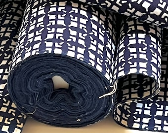 Japanese Yukata Cotton Kimono Fabric indigo and white Geometric Retro Style OFF the bolt Vintage Traditional Japanese Cotton Panel Textile