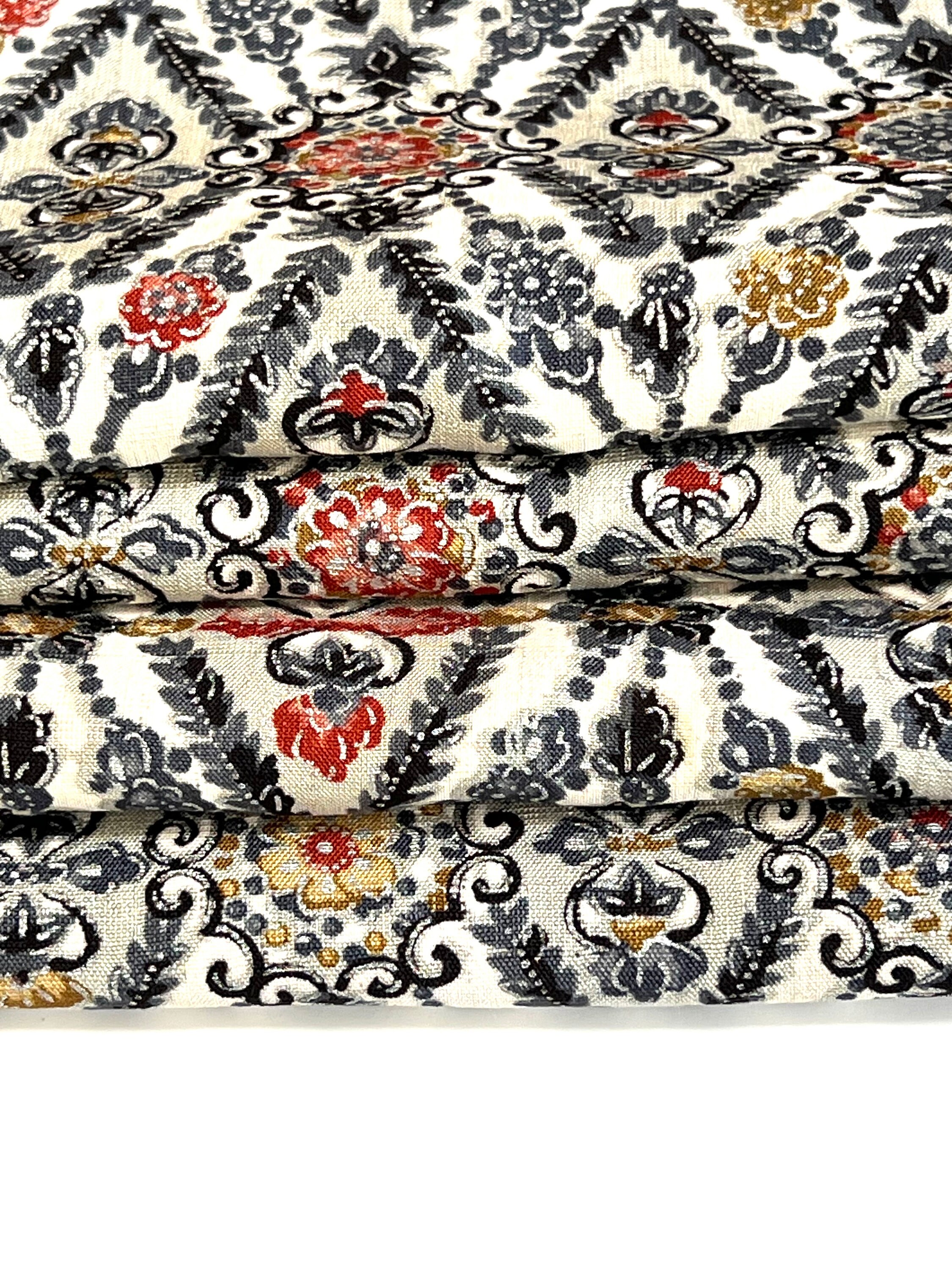 Cream Floral Silk Kimono Fabric Vintage Japanese 100% silk panels traditional botanical metallic silver Deconstructed Recycled Kimono Fabric