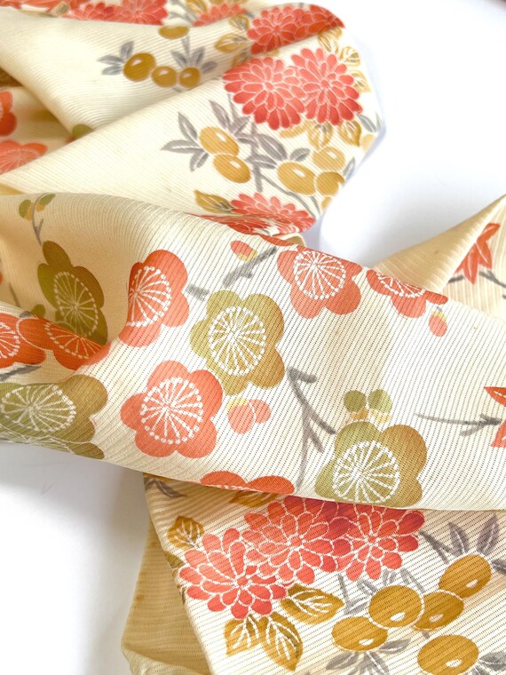 着物リメイク☆日傘とバッグのセット♡（小紋、扇、ベージュ、竹