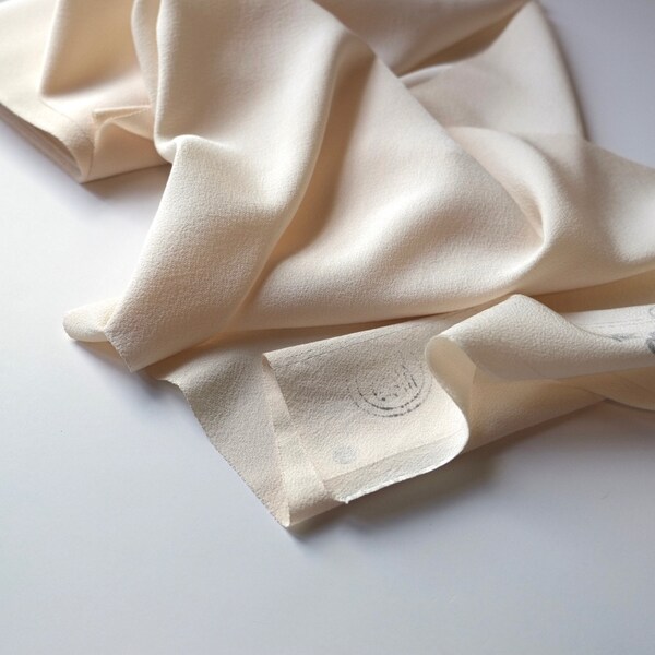 Vintage Cream Chirimen Silk Kimono Fabric from Japanese Textile bolt by the yard 100% silk from Japan OFF the bolt Un Dyed Natural old stock