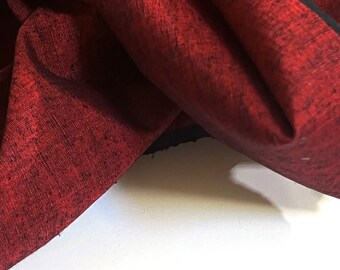 Japanese Silk Tsumugi Kimono Fabric Panel by the yard Rich Red flecks black 100% Silk old stock OFF the bolt Vintage Japanese Textile
