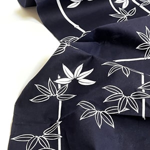 Indigo Blue and White Yukata Cotton Kimono Fabric unused bolt by the yard Bamboo Pattern OFF the bolt Traditional Japanese Panel Textile