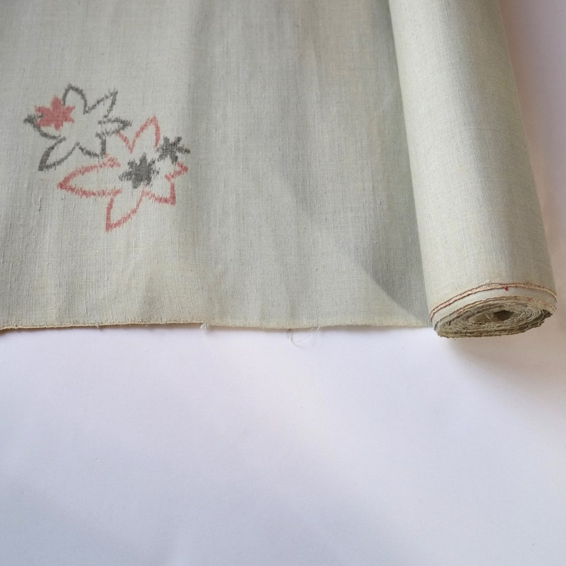 Light Green IKAT Tsumugi Silk Kimono Fabric unused bolt by the yard Karsuri Maple Leaf pattern 100/% Silk OFF the bolt Japanese Silk Textile