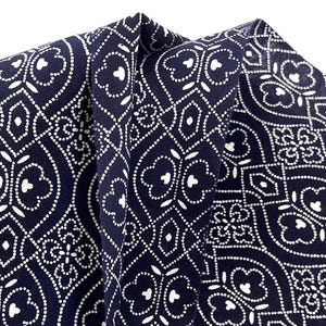 Japanese Yukata 100% Cotton Kimono Fabric indigo and white Floral Tatewaku Design OFF the bolt Vintage Japanese Cotton Panel Sewing Quilting