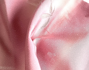 Japanese Pink Silk Kimono Fabric 100% Silk Woven Bamboo Bokashi gradation design with stardust jacquard pattern