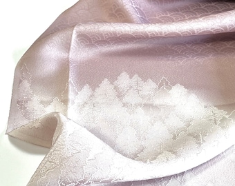 Light Purple Pink Silk Kimono Fabric / Vintage Silk Panels / Unpicked Kimono /Japanese Fabric /Seigaiha Forest Jacquard /Upcycled Recycled