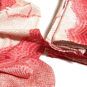 Fuchsia Pink Shibori Silk Kimono Fabric Tie Dye bolt by the yard 100% pure silk Japanese Silk Sustainable repurposed fabric Vintage Silk