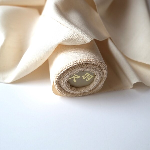 Cream Tsumugi Silk Kimono Fabric unused bolt by the yard Undyed Natural Ivory 100% Silk OFF the Vintage Japanese Textile raw silk