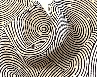Modern Black and White Japanese Silk Kimono Fabric 100% silk with concentric circles Vintage Silk Panels  Repurposed Sustainable Fabric