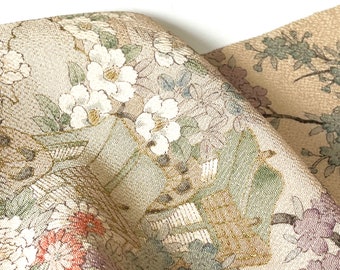 Floral Chirimen Seide Kimono Stoff unbenutzte Riegel Schüttgut in der Länge Bunte Blume und botanische Design 100% Seide AUS der Schraube Nähen Geschenk