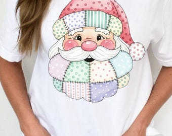pink pastel patchwork dtf, pastel christmas dtf, dtf, holiday dtf
