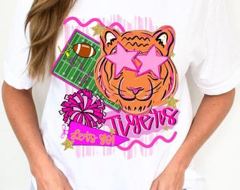 tigers football DTF PNG, mascot DTF, neon mascot dtf