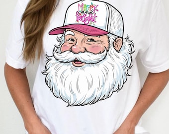 trucker hat santa dtf, santa hat dtf, santa face dtf, christmas dtf