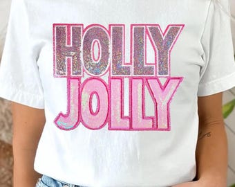 holly jolly DTF, sparkle DTF, sequin Christmas dtf