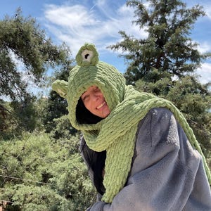 Crochet Frog Balaclava Scarf - Chunky Animal Mask