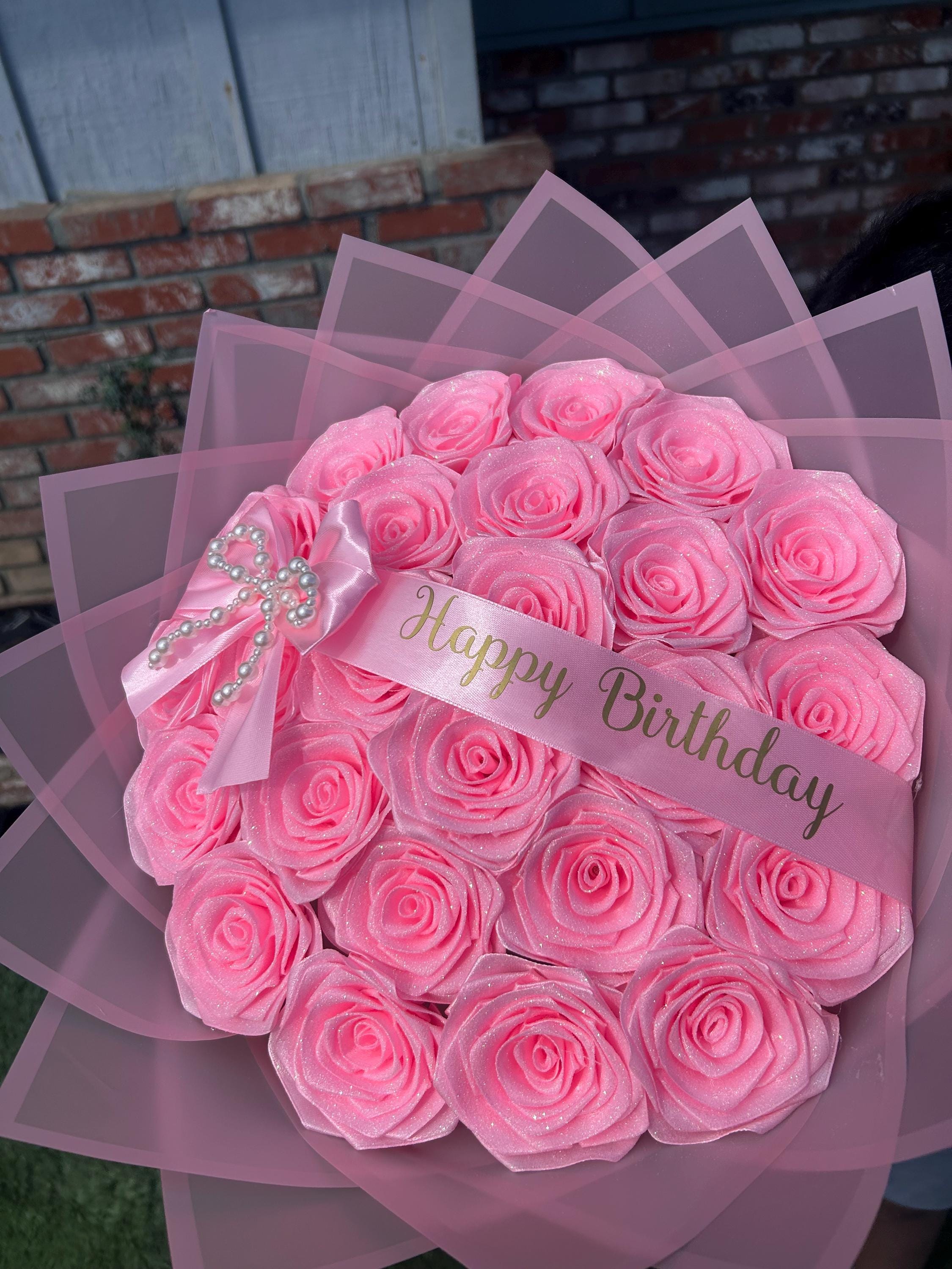 Eternal Roses Multi Colored Ribbon 25 Count Bouquet, Ribbon Roses, Eternal Roses, Birthday Bouquet - Etsy
