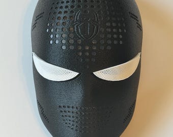 Máscara de Spiderman, estilo simbionte Rivera, impresa en 3D, con lentes magnéticas, accesorio de cosplay personalizado, fabricada en PETG resistente.