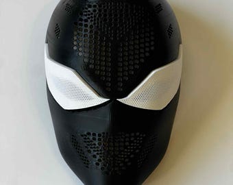 Máscara de Spiderman, estilo simbionte Bermejo, impresa en 3D, con lentes magnéticas, accesorio de cosplay personalizado, fabricada en PETG resistente.
