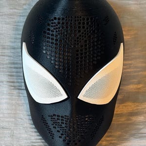 Spiderman Faceshell, Checcheto Symbiote Style, Custom 3D Printed Mask, Magnetic Lenses, Personalized Cosplay Pro, Durable PETG Faceshell