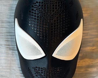 Máscara facial de Spiderman, estilo simbionte Checcheto, personalizada con impresión 3D, lentes magnéticas, cosplay profesional personalizado, máscara facial duradera de PETG.