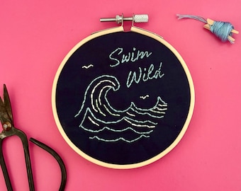 Zestaw do haftu dla początkujących – wzór „Dzikie pływanie”