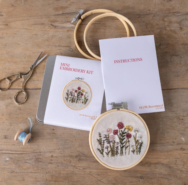 Mini Embiodery Set Mini Flower Garden Embroidery Kit - Etsy UK