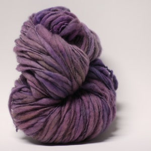 Merino Thick and Thin Yarn Bulky Hand Spun Wool Slub  Hand Dyed tts(tm) Amethyst 000x