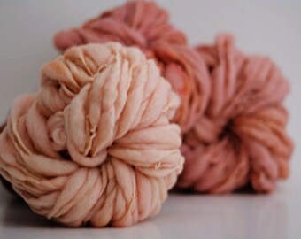 Super Bulky Yarn Thick and Thin Wool Chunky Hand Spun Slub Hand Dyed tts™ Salmon Bright Eyes