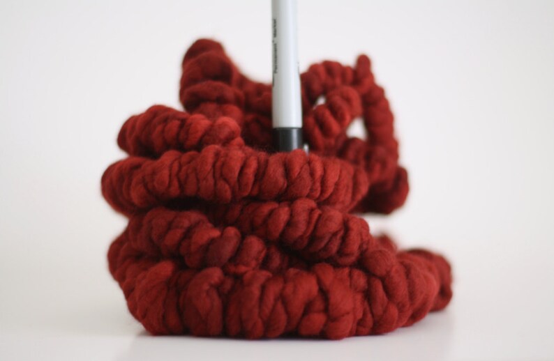 Coil Spun Coilspun Yarn Super Bulky Handspun Art Chunky Wool Reds image 6