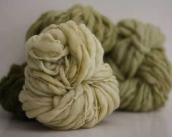 HandSpun Wool Yarn Thick and Thin Bulky Chunky Slub Hand Dyed TTS™ Mint Chutney