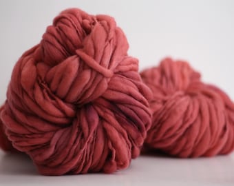 Handspun Thick and Thin Yarn Bulky Wool Slub Hand Dyed tts™ Crimson Delight #2