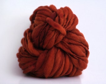 HandSpun Thick and Thin Yarn Bulky Wool Slub  Hand Dyed Tts™ Pozzuoli Red