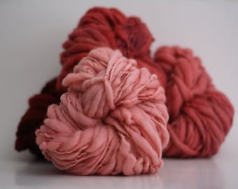 Super Bulky Thick and Thin Wool Yarn Chunky Hand Spun Slub Hand Dyed tts™ Velvet Red