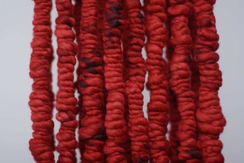 Coil Spun Coilspun Yarn Super Bulky Handspun Art Chunky Wool Reds image 2