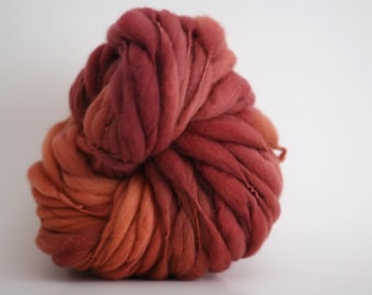 Yarn Chunky Hand Spun Thick and Thin Wool Slub Hand Dyed tts™ Orange Cedar