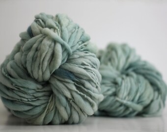 HandSpun Wool Yarn Thick and Thin Bulky Chunky Slub Hand Dyed TTS™  Retro Eucalyptus #2