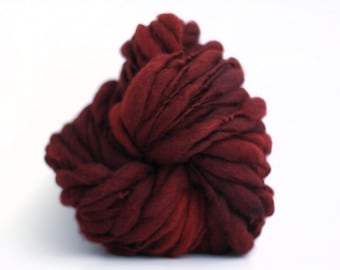 Thick and Thin Wool Yarn Chunky Hand Spun Slub Hand Dyed tts™ Crimson Delight