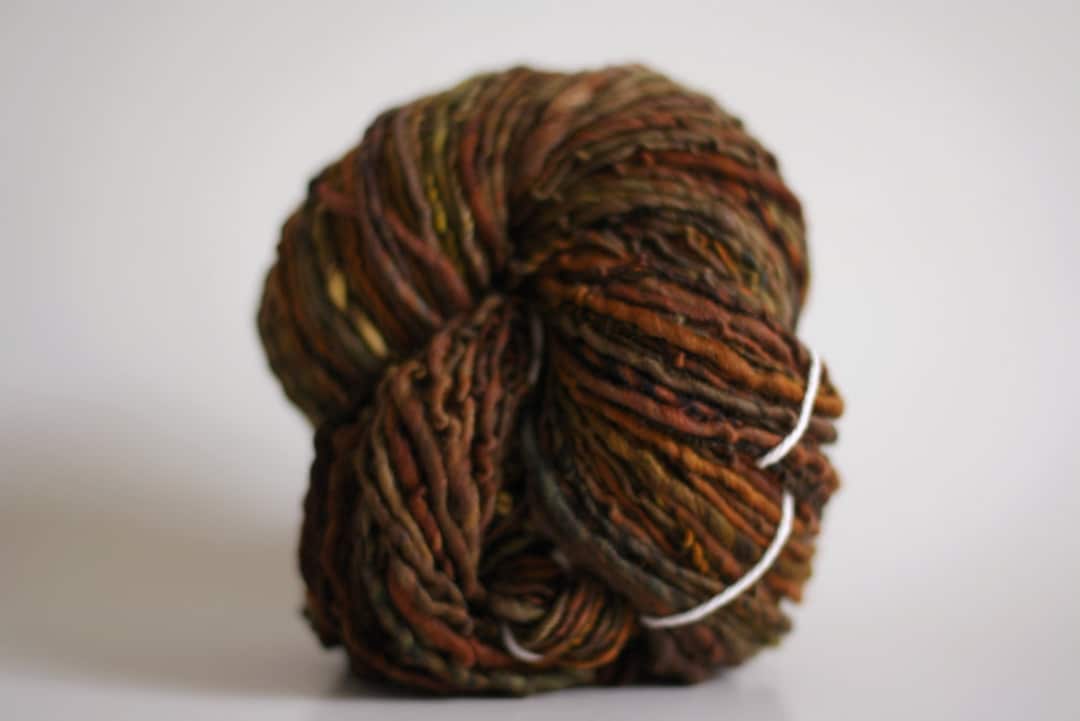 Lopi Style Yarn Handspun Wool Single Ply Hand Dyed Polwarth Silk Half
