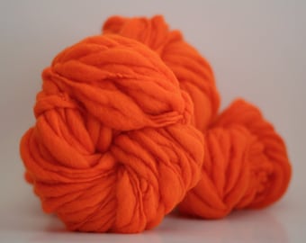 Yarn Chunky Hand Spun Thick and Thin Wool Slub Hand Dyed tts™ Gerber Orange